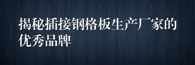 揭秘插接钢格板生产厂家的优秀品牌 揭秘插接钢格板生产厂家的优秀品牌